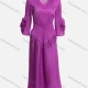 Wholesale Women's Elegant Plain Tassel Layered Pleated V Neck Long Sleeve Midi Dress Purple Guangzhou Clothing Wholesale Market & Suppliers -LIUHUAMALL