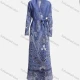 Wholesale Women's Elegant Folk Art Paisley Long Sleeve Lace Up Maxi Cardigan With Belt Blue Clothing Wholesale Market Liuhua