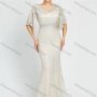 Wholesale Women's Glamorous Trumpet Sleeve V Neck Sequin Mermaid Floor Length Evening Dress preview