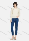Wholesale Women's Casual Plain Ruffle Neck Clover Decor Mesh Long Sleeve Sweater - Liuhuamall