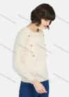 Wholesale Women's Casual Plain Ruffle Neck Clover Decor Mesh Long Sleeve Sweater - Liuhuamall