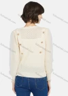 Wholesale Women's Casual Plain Ruffle Neck Clover Decor Mesh Long Sleeve Sweater - Liuhuamall