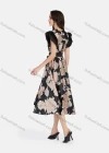 Wholesale Women's Casual Allover Print Elegant Wrap V Neck Butterfly Sleeve Ruffle Hem Midi Dress With Belt - Liuhuamall