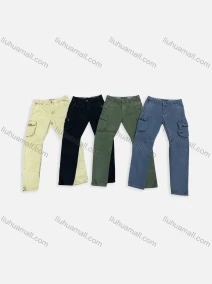 Wholesale Men's Casual Plain Multiple Pockets Elastic Waist Cargo Pants 9328#, LIUHUA CLOTHING WHOLESALE