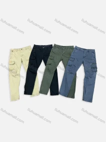 Wholesale Men's Casual Plain Multiple Pockets Button Closure Cargo Pants 9329#, LIUHUA CLOTHING WHOLESALE