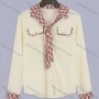 Wholesale Women's Casual Graphic Tie Neck Fake Pockets Button Down Long Sleeve Blouse preview
