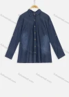 Wholesale Women's Fall Wash Stand Collar Button Front Denim Shirt - Liuhuamall
