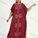 Wholesale Women's African Plus Size Vintage Round Neck Robe Batwing Sleeve Floral Embroidery Plain Kaftan Dress 4# Clothing Wholesale Market Liuhua