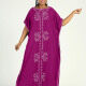 Women's African Plus Size Vintage Round Neck Robe Batwing Sleeve Floral Embroidery Plain Kaftan Dress 6# Clothing Wholesale Market -LIUHUA
