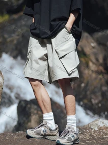 Wholesale Men's Casual Plain Multiple Pockets Elastic Waist Drawstring Shorts, LIUHUA CLOTHING WHOLESALE