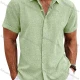 Wholesale Men's Casual Plain Collared Short Sleeve Button Down Shirt Green Clothing Wholesale Market Liuhua