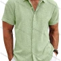 Wholesale Men's Casual Plain Collared Short Sleeve Button Down Shirt preview