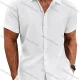 Wholesale Men's Casual Plain Collared Short Sleeve Button Down Shirt White Clothing Wholesale Market Liuhua