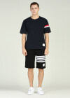 Wholesale Men's Short Sleeve Round Neck Striped T-Shirt Elastic Waist Pocket Shorts Set - Liuhuamall