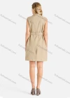 Wholesale Women's Casual Sleeveless Lapel Double Breasted Blazer Dress With Belt - Liuhuamall