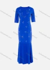 Wholesale Women's African Elegant Plus Size Half Sleeve Round Neck Rhinestone Pearl Decor Maxi Dress - Liuhuamall