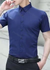 Wholesale Men's Business Button Closure Patch Pocket Plain Formal Shirt - Liuhuamall