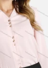 Wholesale Women's Casual Plain Trumpet Sleeve Button Front Blouse - Liuhuamall