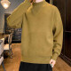 Men's Casual Winter Mock Neck Plain Long Sleeve Knit Sweater Army Green Clothing Wholesale Market -LIUHUA
