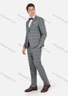 Wholesale Men's Formal Business Plaid Print Slim Fit Lapel Suit Jacket With Waistcoat 3 Piece Set - Liuhuamall