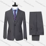 Wholesale Men's Business Lapel Button Plain Flap Pockets Blazer Jacket & Pants 2 Piece Set X7533# preview