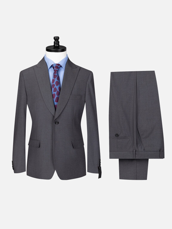 Men's Business Lapel Button Plain Flap Pockets Blazer Jacket & Pants 2 Piece Set X7533#, Clothing Wholesale Market -LIUHUA, 