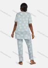 Wholesale Women's Casual Lounge Short Sleeve Embroidery Letter Leaf Print High Low Hem T-shirt&Pant Pajamas Sets - Liuhuamall