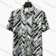 Wholesale In Stock Men's Slim Fit Short Sleeve Shirt | Geometric Chevron Stripe Abstract Print Casual Party Clubwear Fas Black Clothing Wholesale Market Liuhua