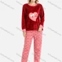 Wholesale Women's Lounge Embroidered Bears Heart Plaid Fuzzy Long Sleeve Tops & Pants 2 Piece Homewear Sets preview