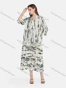 Wholesale Women's Casual Stand Collar 3/4 Sleeve Button Front Shirt Dress BLY1165#, LIUHUA CLOTHING WHOLESALE