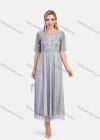 Wholesale Women's Elegant Half Sleeve Lace Mesh Embroidered Maxi Dress - Liuhuamall