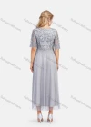Wholesale Women's Elegant Half Sleeve Lace Mesh Embroidered Maxi Dress - Liuhuamall