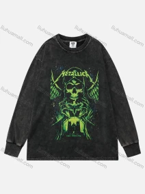 Wholesale Unisex Fashion Distressed 100%Cotton Crew Neck Long Sleeve Graphic T-shirt XYW31#, LIUHUA CLOTHING WHOLESALE