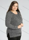 Wholesale Women's Elegant Round Neck Long Sleeve Floral Embroidery Slit Hem Knit Top - Liuhuamall