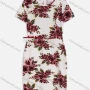 Wholesale Women's Elegant Crew Neck Short Sleeve Floral Print Dress With Belt 118# preview