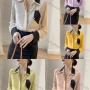 Wholesale Women's Elegant Satin Collared Contrast Long Sleeve Button Down Patch Pocket Shirt 433191# preview