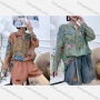 Wholesale Women's Trendy Chiffon V Neck Long Sleeve Floral Print Blouse 479529# preview