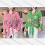 Wholesale Women's Casual Chiffon Collared Splicing Floral Print Tie Front Shirt A1420-508953# preview