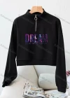Wholesale Women's Casual Letter Graphic Quarter Zipper Long Sleeve Sweatshirt - Liuhuamall