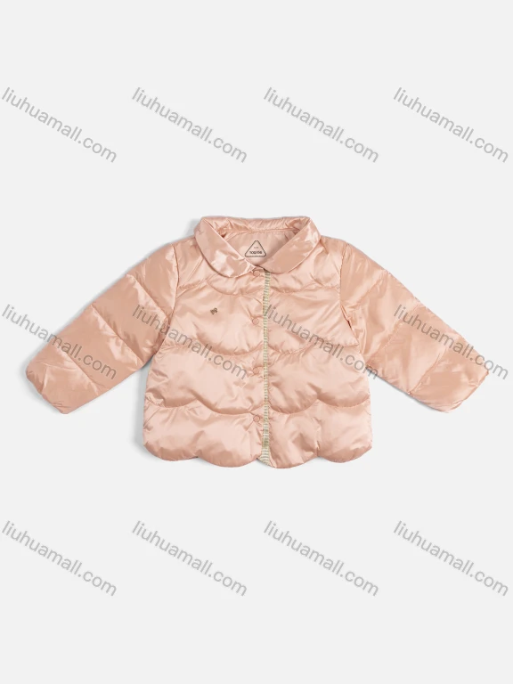 Wholesale Girls Collared Neck Button Down Plain Puffer Jackets 4081248#