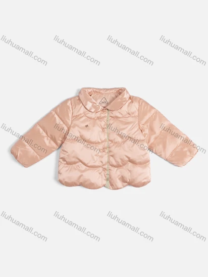 Wholesale Girls Collared Neck Button Down Plain Puffer Jackets 4081248#