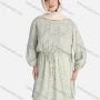 Wholesale Women's Crew Neck Drawstring Long Sleeve Floral Print Tunic preview