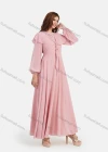 Wholesale Women's Chiffon Plain Long Sleeve Round Neck High Waist Maxi Dress With Cape - Liuhuamall