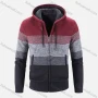Wholesale Men's Casual Long Sleeve Colorblock Striped Zipper Chunky Knit Hooded Jackets preview