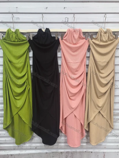 Wholesale Women's Halter Neck Sleeveless Dress High Low Hem Stylish Casual Wear 5005#
