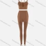 Wholesale Women's Sexy Halter Criss Cross Back Zipper Crop Cami Top & Lace Up Front Bodycon Pants 2 Piece Set LN2833# preview
