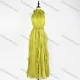 Wholesale Women's Elegant Halter Neck Ruched Waist Tiered Ruffle Chiffon Maxi Evening Dress #A9803 Green Clothing Wholesale Market Liuhua