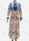 Wholesale Women's Casual Long Sleeve Button Font Floral Print Maxi Dress With Belt - Liuhuamall