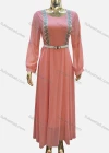 Wholesale Women's Casual Long Sleeve Embroidered Maxi Dress With Belt - Liuhuamall