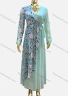 Wholesale Women's Casual V Neck Long Sleeve Floral Print Maxi Dress With Belt - Liuhuamall
